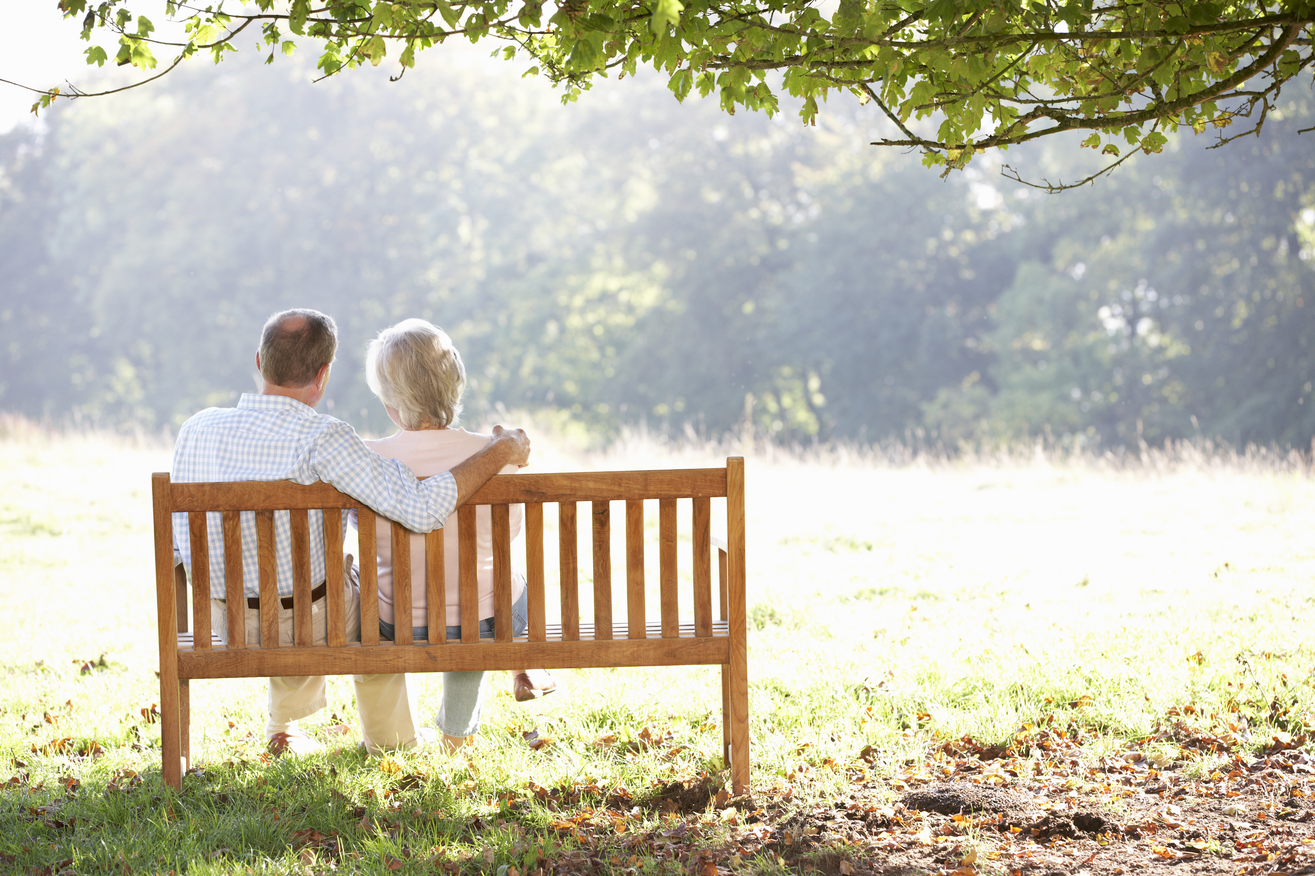 Senior couple sitting outdoors